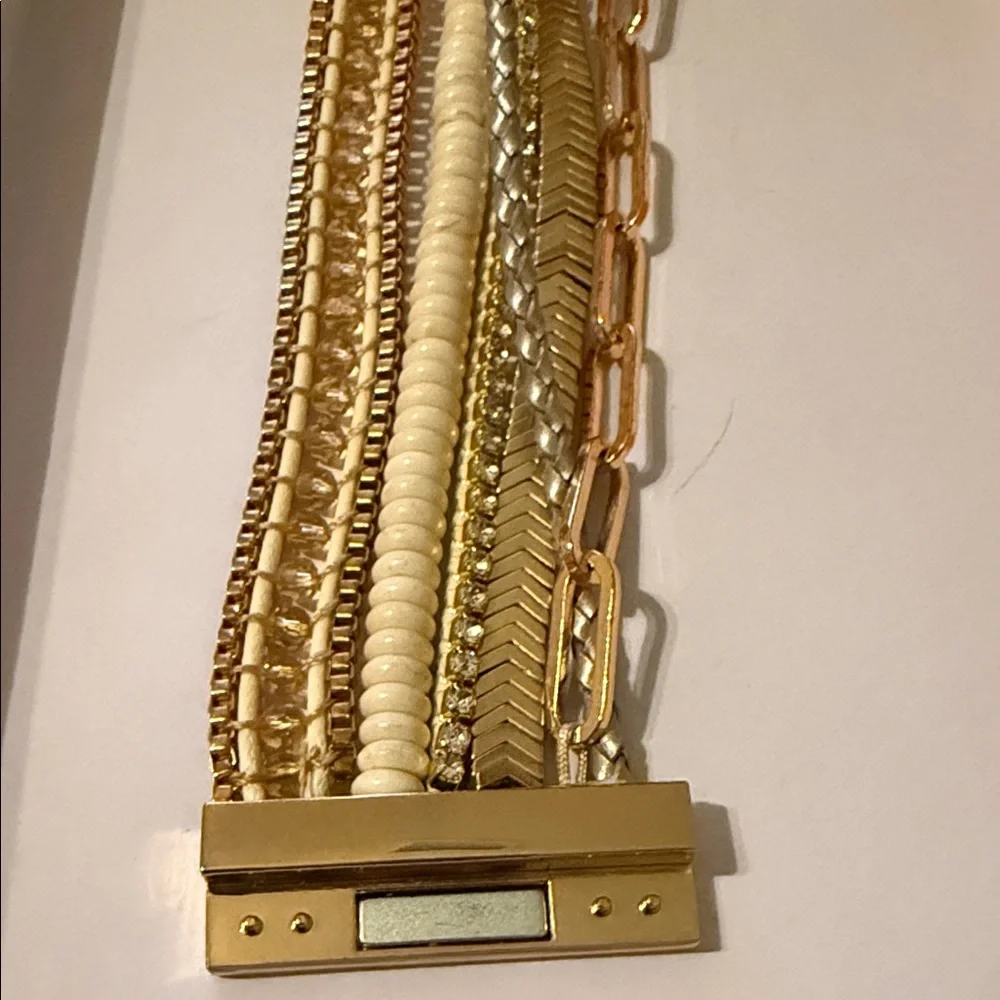 Victoria Emerson Gold and Cream Multistrand Bracelet